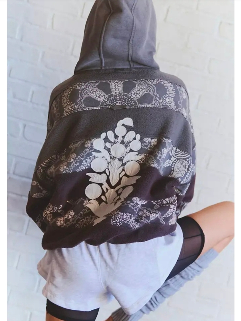 Free People Final Call Bandana Logo Hoodie Chocolate Medium Oversized NWT$168 - Picture 9 of 11